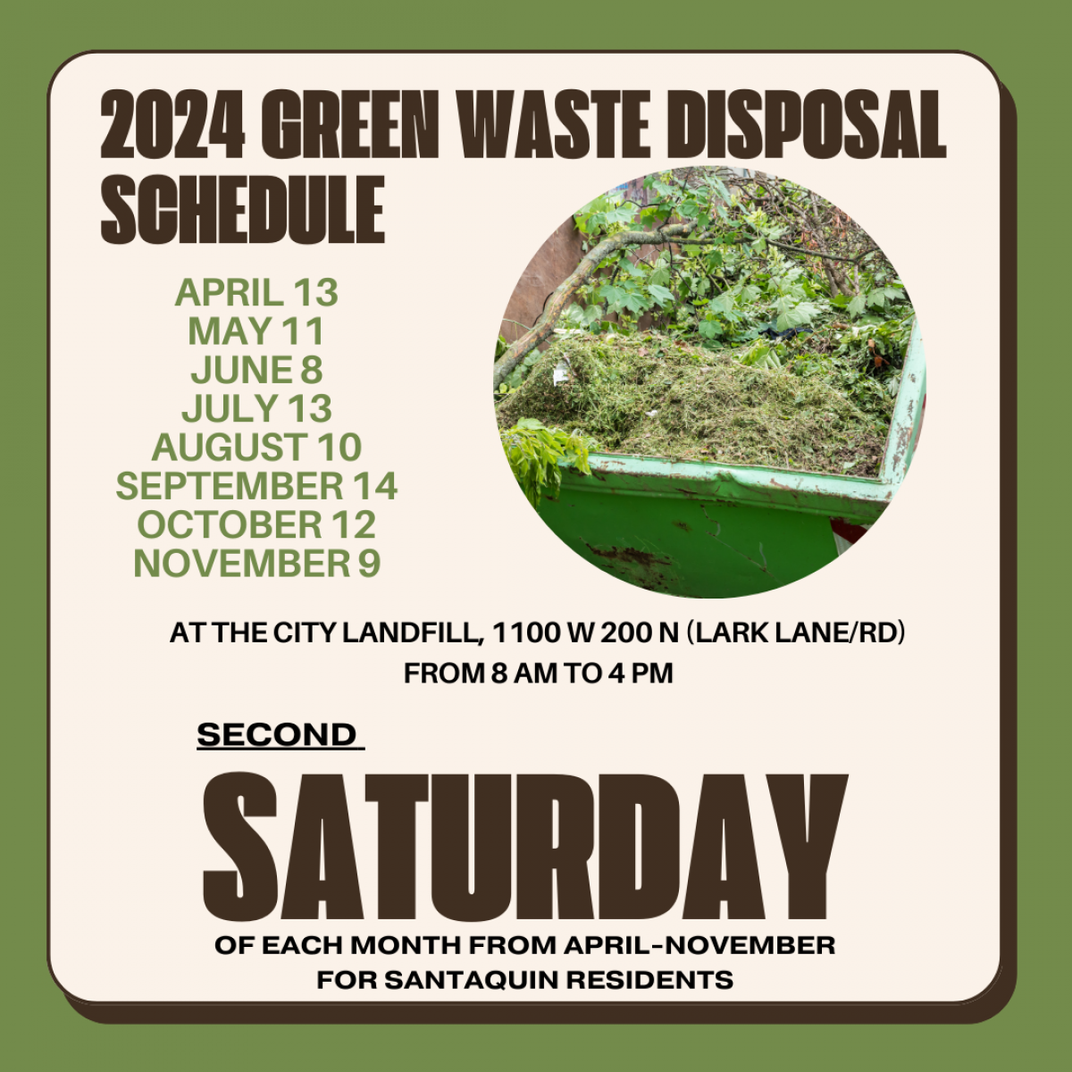 2024 Green Waste Schedule
